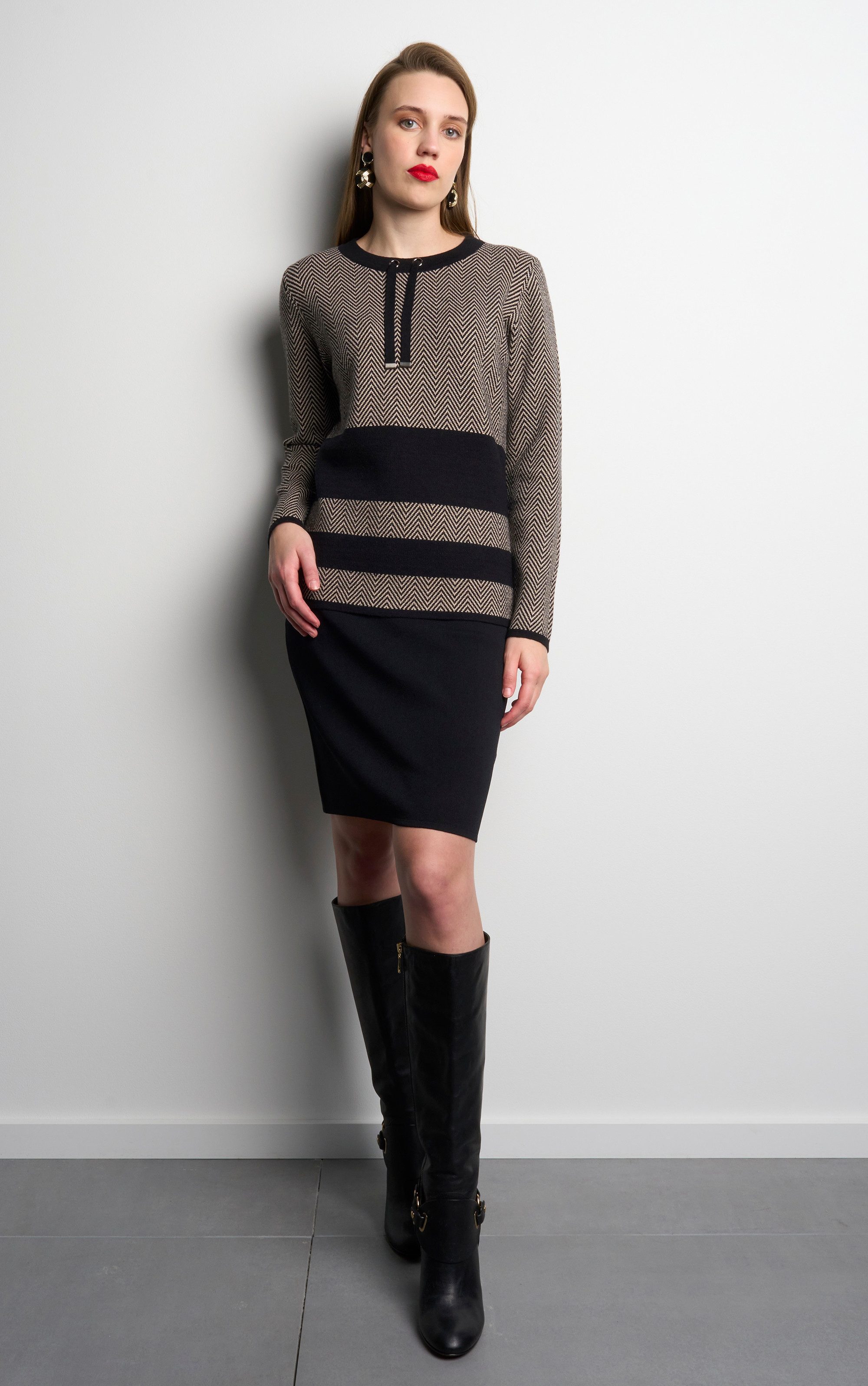 Passioni Strickpullover mit Fischgrätennmuster günstig online kaufen