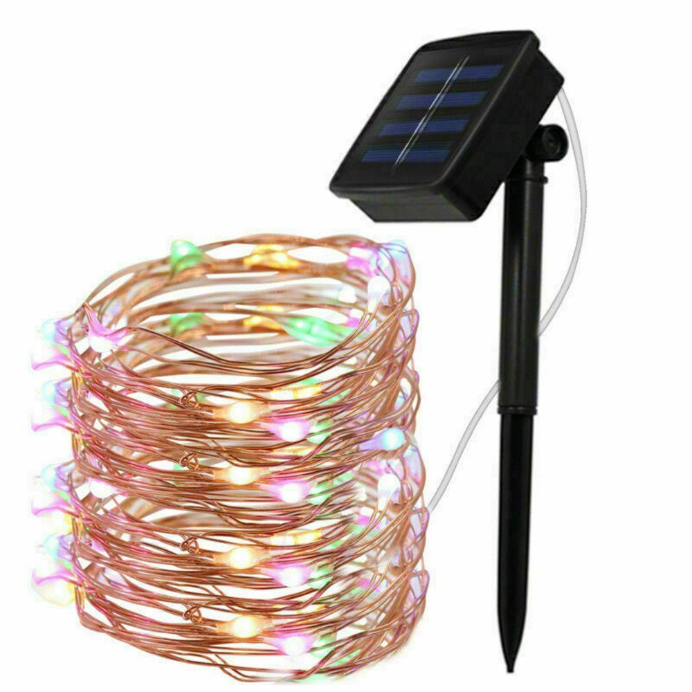 Solar 20M-200 Außen Innen LED-Lichterkette Wasserdicht Party Garten Kupferdraht 100LED LEDs Mehrfarbig-10m Dekor iscooter Garten, / 10M IP65 100LEDs Lichterkette