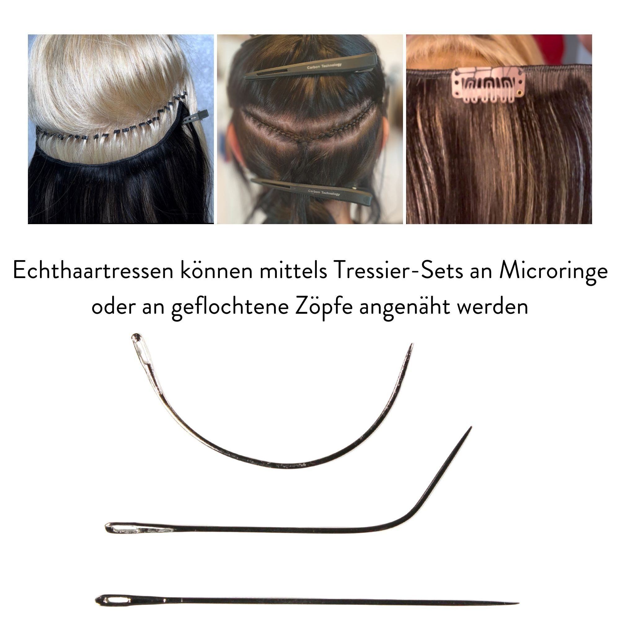 Starter Set Echthaar-Extension hair2heart Tressen Hellbraun
