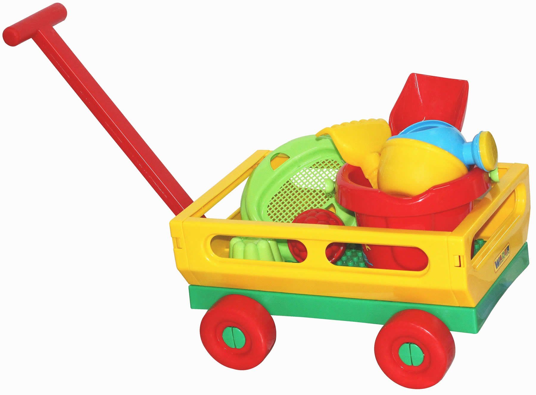 WADER QUALITY TOYS Sandform-Set Handwagen-Set 8-tlg. Sandspielzeug Відра Sieb, (Set)