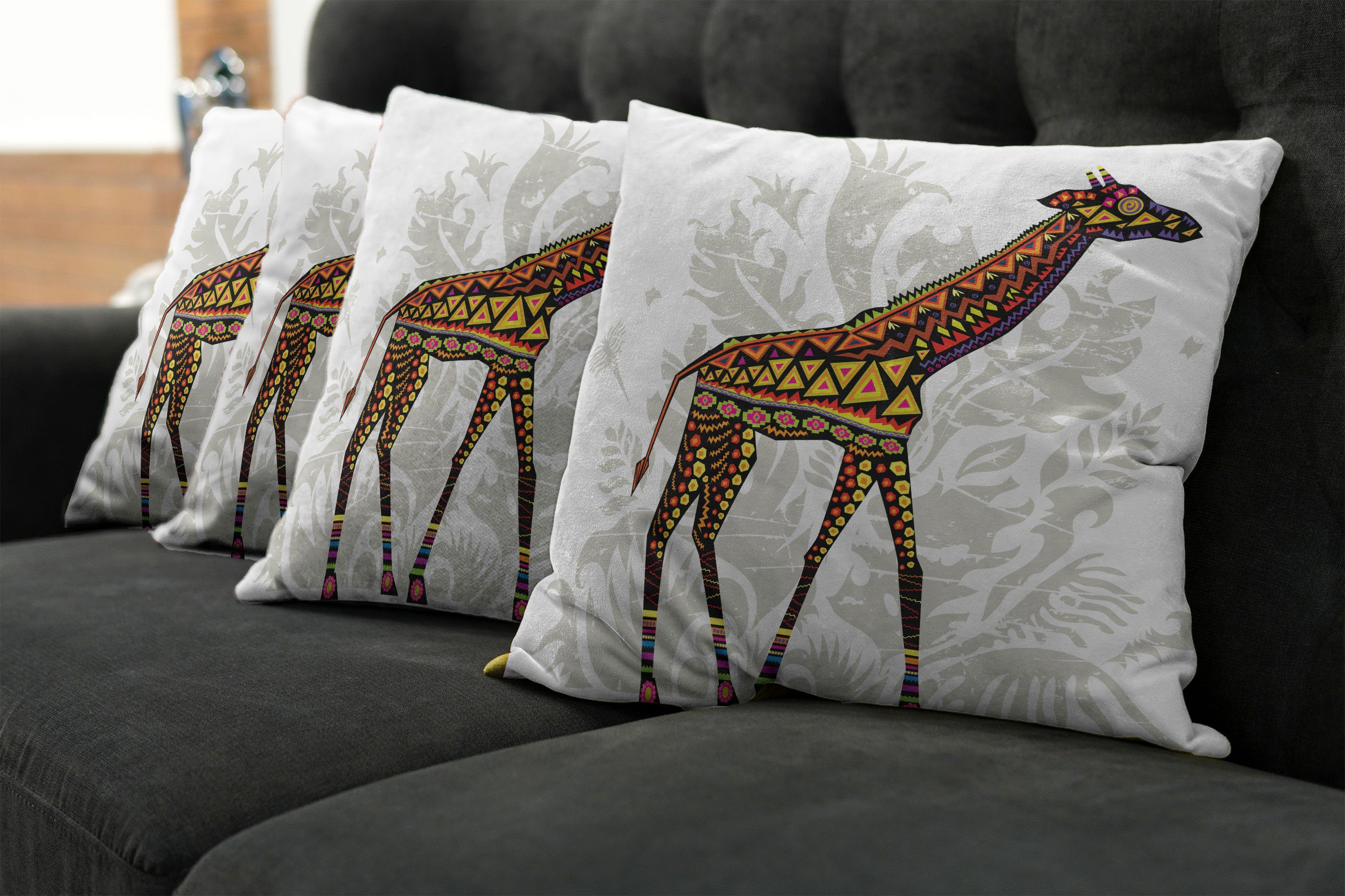 Abakuhaus Stück), Tier Accent Ethnic (4 Doppelseitiger Giraffe Kissenbezüge Modern Digitaldruck,