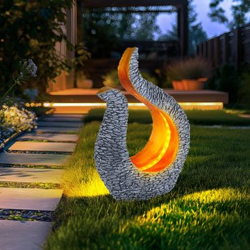 Globo LED Solarleuchte, LED-Leuchtmittel fest verbaut, Warmweiß, Solarleuchte Gartendeko Solar Skulptur Steinoptik Solarlampe gold