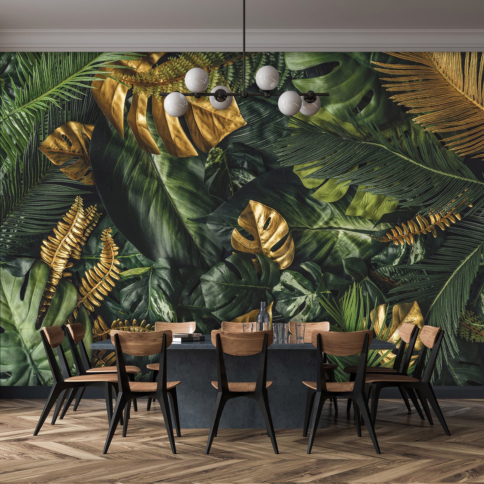 Wallarena Fototapete Vlies Blätter Monstera Dschungel Grün Schlafzimmer, Wohnzimmer 400x280, glatt, 400 x 280 cm