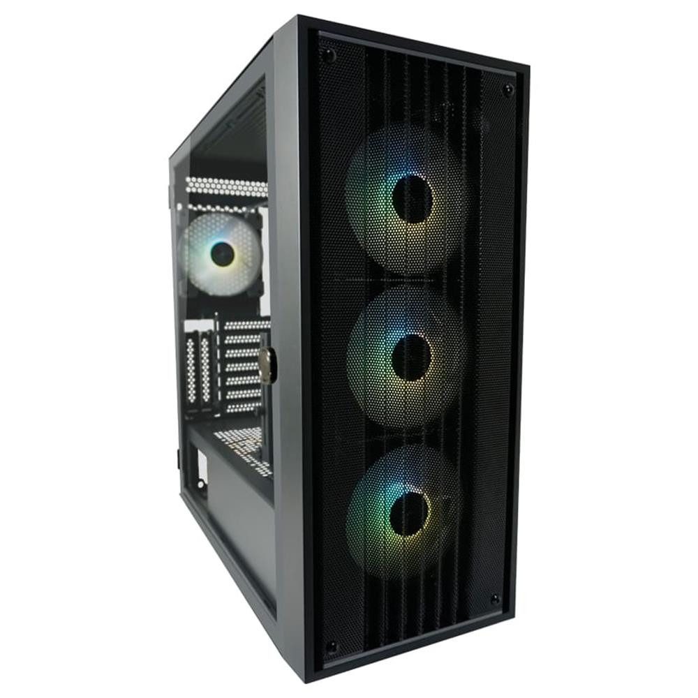 LC-Power Gaming-Gehäuse 810B Dark_Crawler_X, ATX Midi-Tower Gehäuse mit Mesh-Frontpanel, 4X ARGB Lüfter, Schwarz