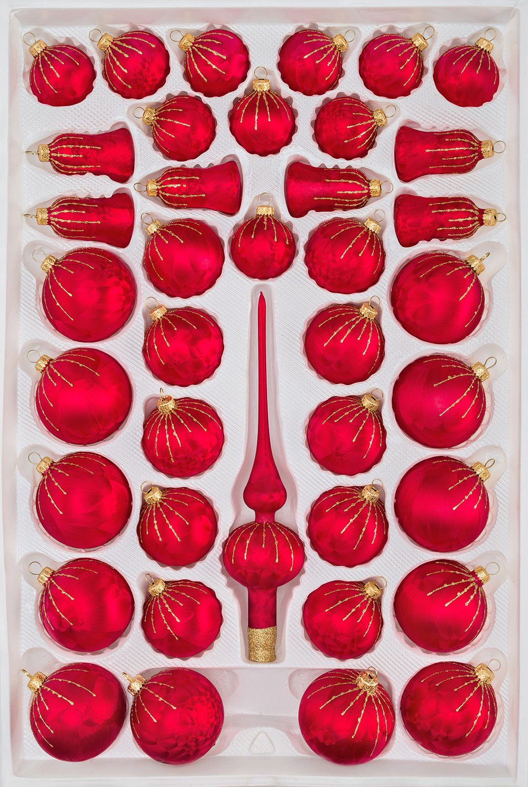 Weihnachtsbaumkugel tlg. Regen Navidacio Gold Ice Glas-Weihnachtskugeln 39 Rot Set in