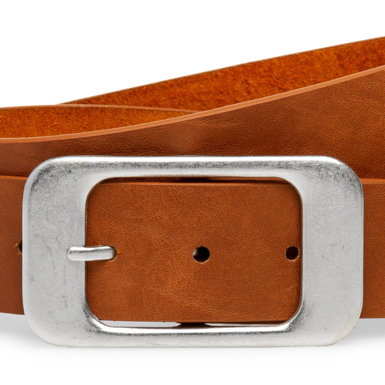 Caspar Ledergürtel GU276 Damen breiter Vintage Gürtel Jeansgürtel unifarben günstig online kaufen