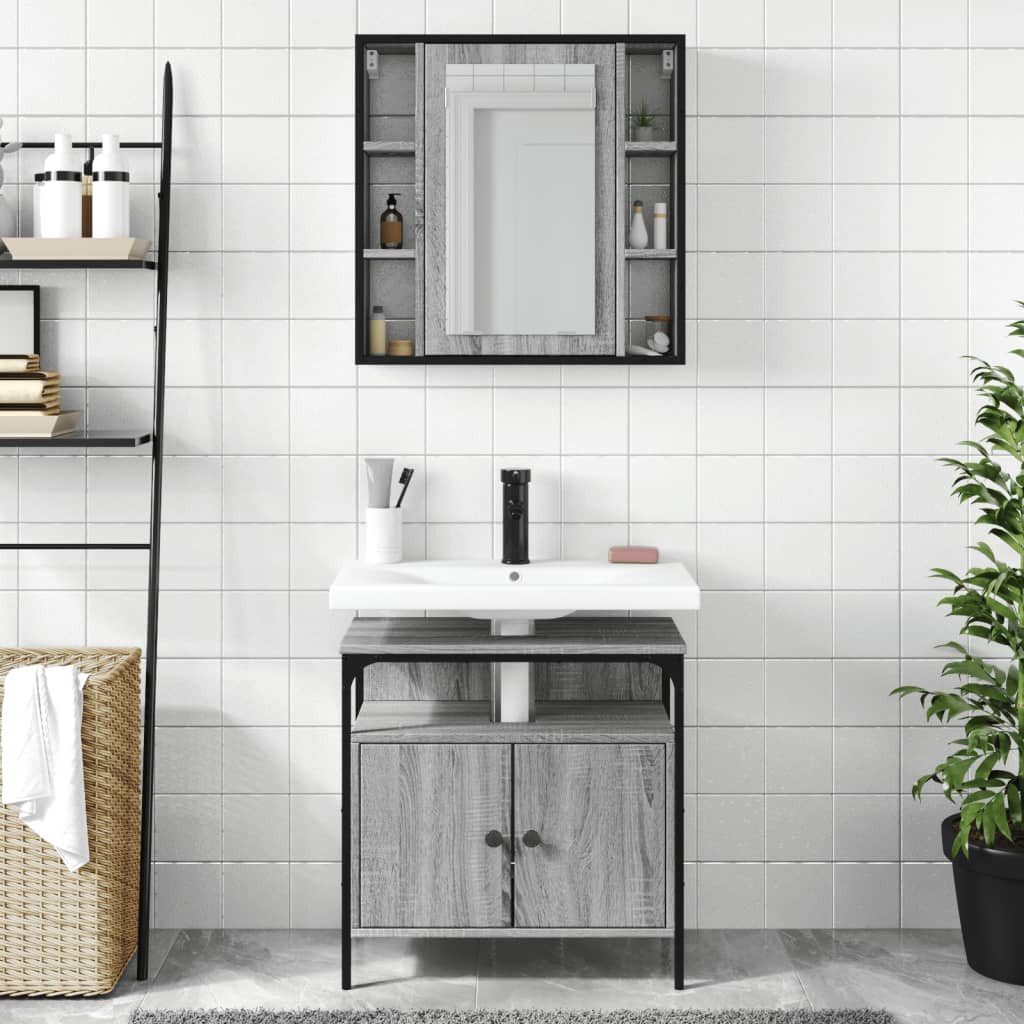 vidaXL Badezimmer-Set 2-tlg. Badmöbel-Set Grau Sonoma günstig online kaufen