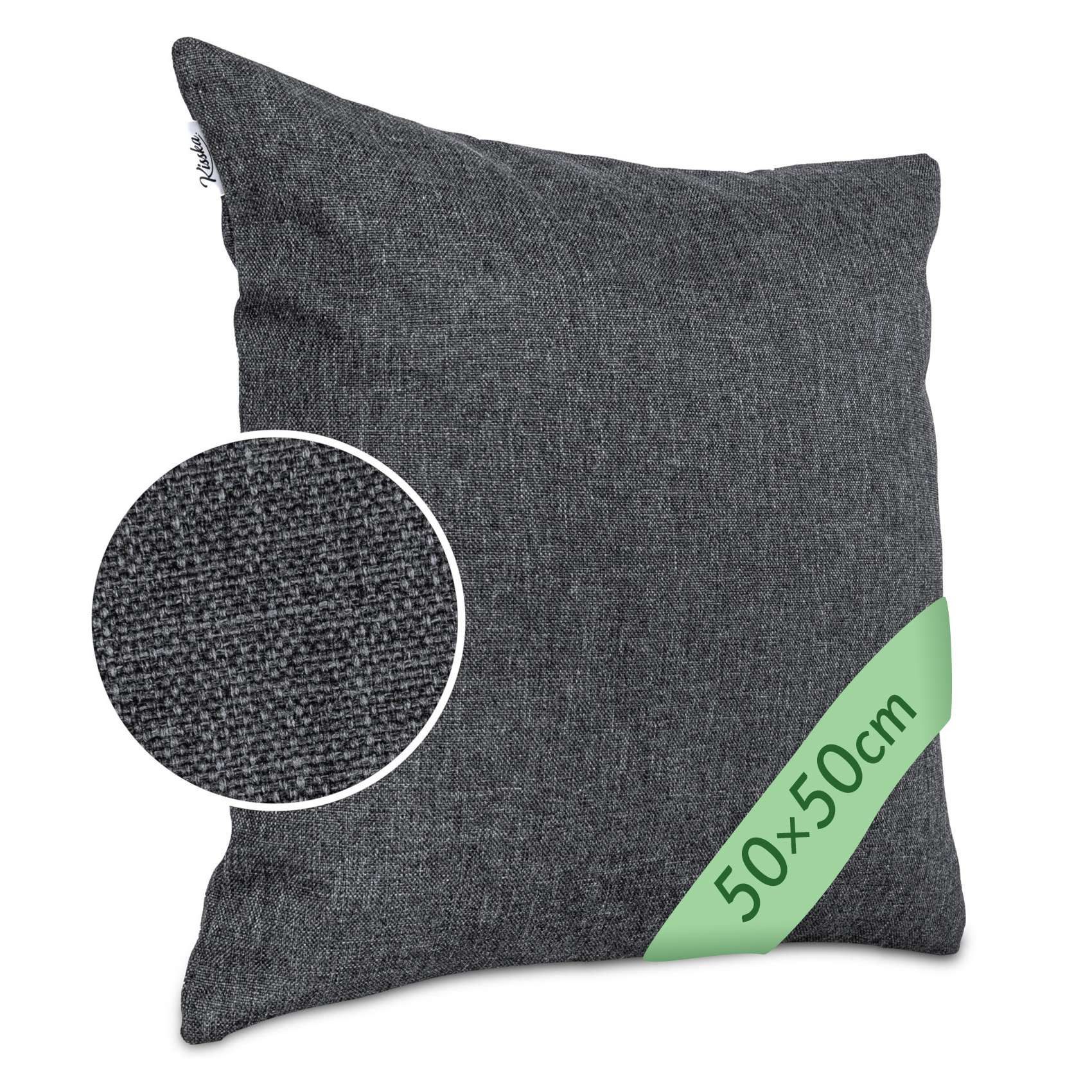 Kisska Dekokissen Kissenhülle TIZI MIT oder OHNE Füllung Kissenbezug Zierkissen, Kissenüberzug - Kissenhusse ohne Füllung 50x50cm Tizi Leinen-Optik