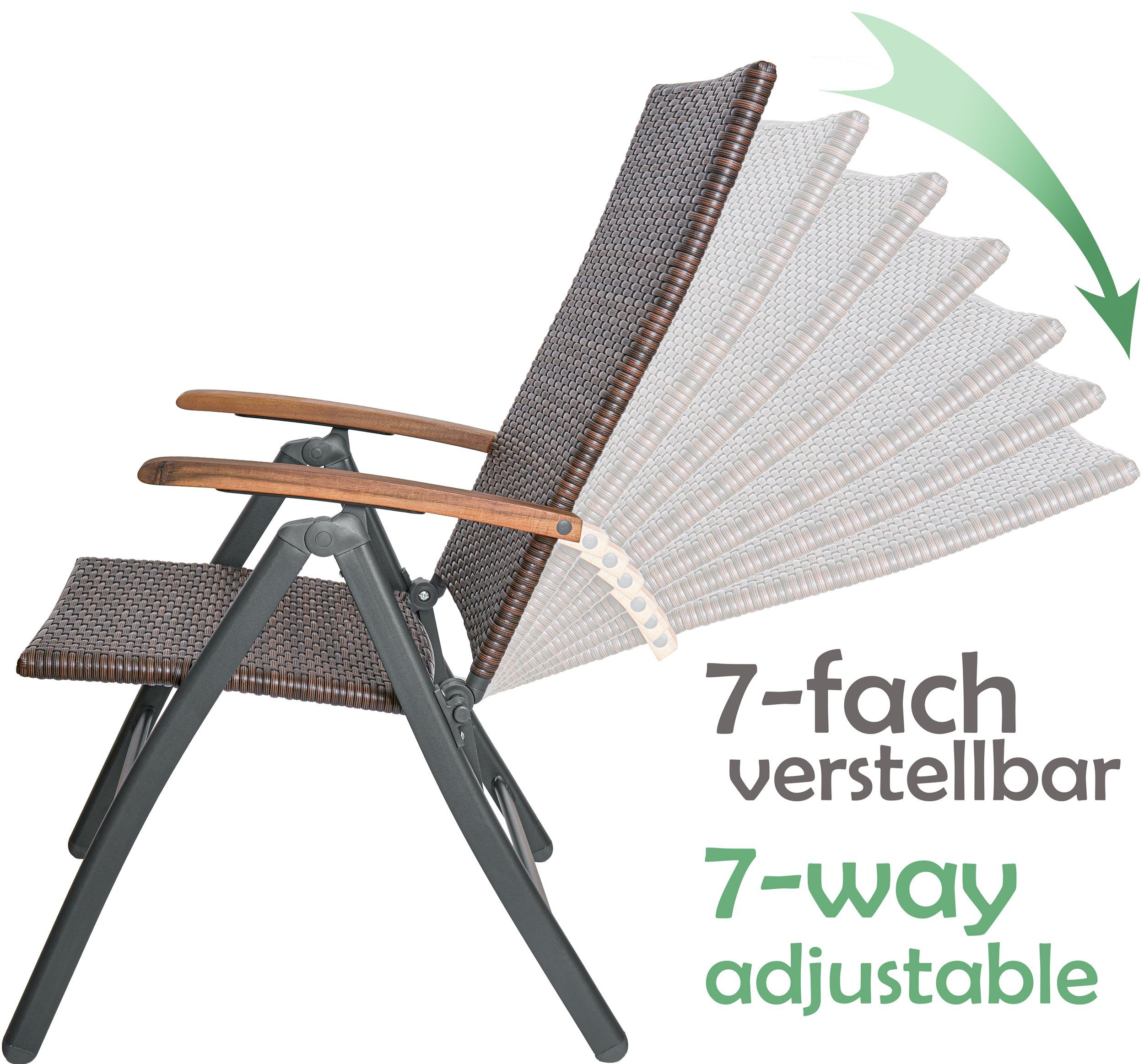 BRUBAKER Gartenstuhl Polyrattan Stuhl "Modena" (Set, günstig online kaufen