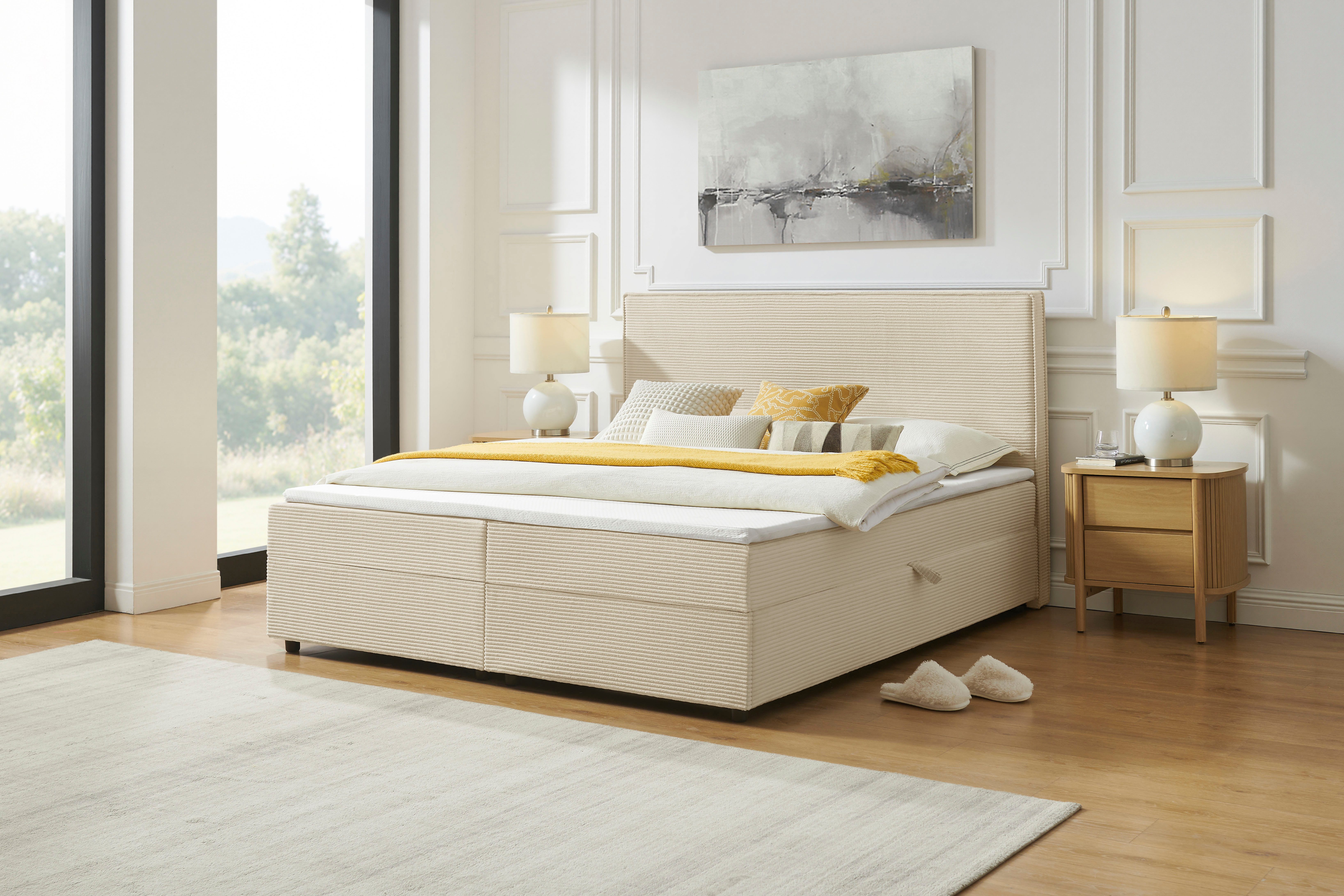 OTTO home Boxbett Eliaas inkl. Bettkasten und Topper, Liegefläche 180x200cm, erhältlich in hochwertigem Cord-Stoff und der Размер 180x200cm