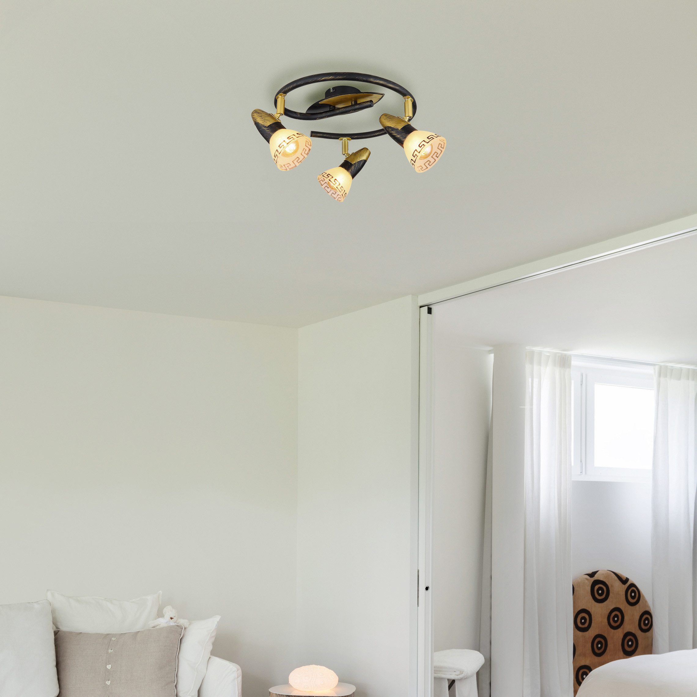 GLOBO LIGHTING Deckenstrahler NOVARA, ohne Leuchtmittel, Deckenspot/goldfarben/Wohnzimmer/Flur/ø: 300mm