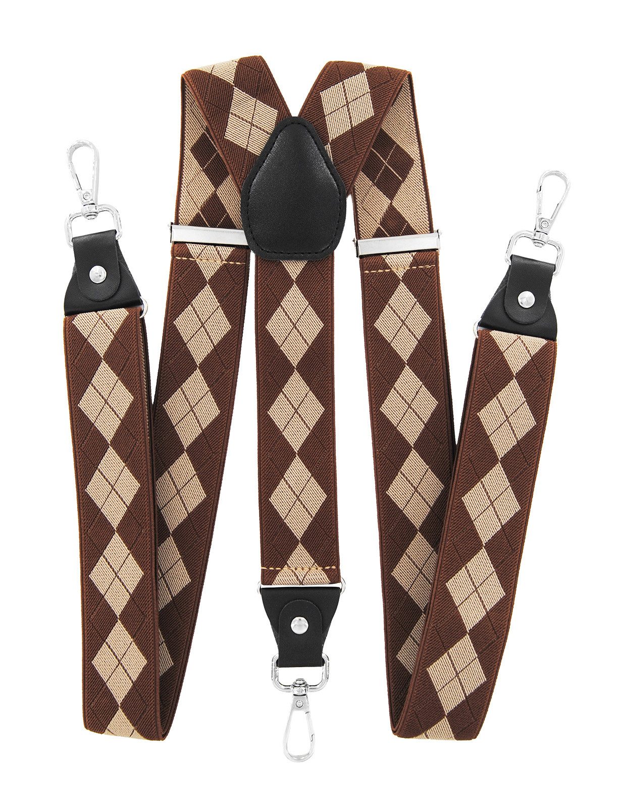 axy Hosenträger Herren Y-Form 3,5 cm breit, elastisch, mit 3 robusten Karabinern verstellbar 120cm Lang für Anzug Jeans Chinos Rockabilly Suspenders