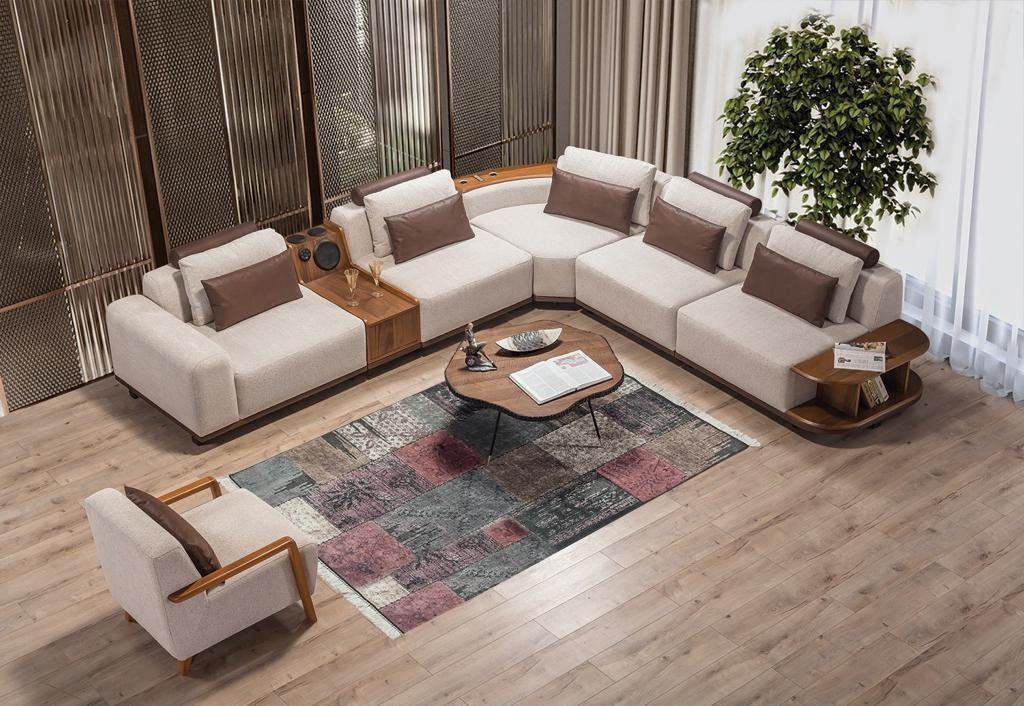 JVmoebel Ecksofa Exklusives Beiges Ecksofa L-Form Wohnzimmer Eckcouch Polstersofas, 1 Teile, Made in Europa