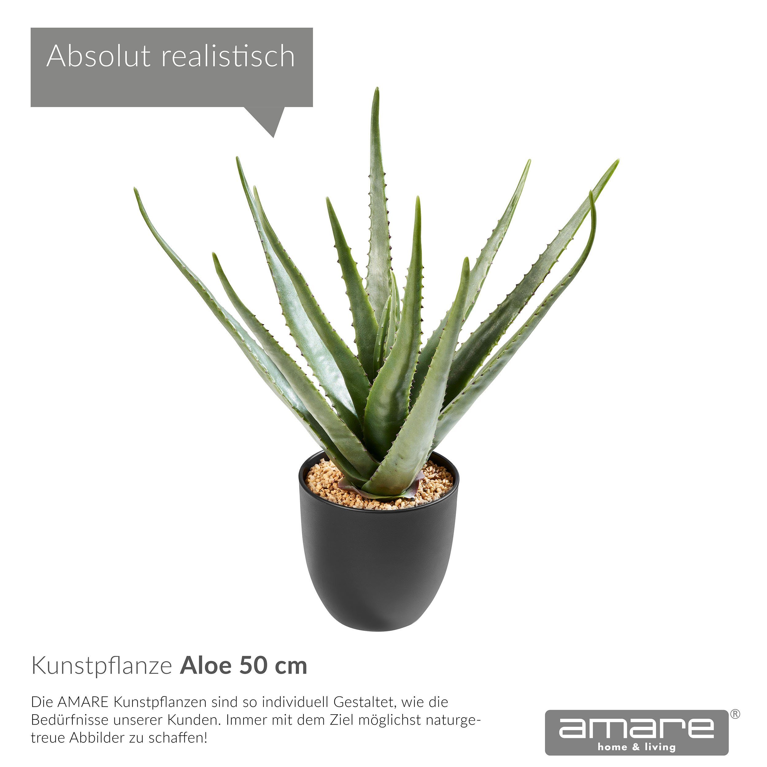 home, Aloe cm 50 Kunstpflanze cm Realistische 50 Kunstpflanze Höhe Dekopflanze Dekopflanze, Amare