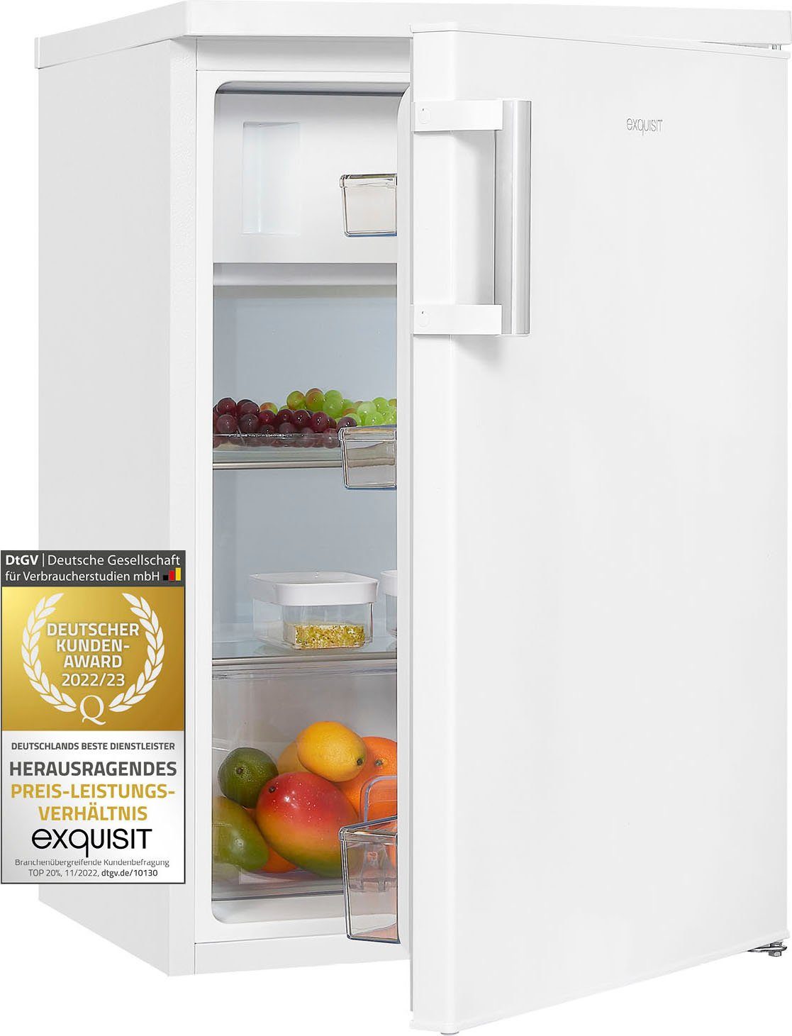 exquisit Kühlschrank KS16-4-H-010D 56 breit cm weiß hoch, weiss, 85 cm