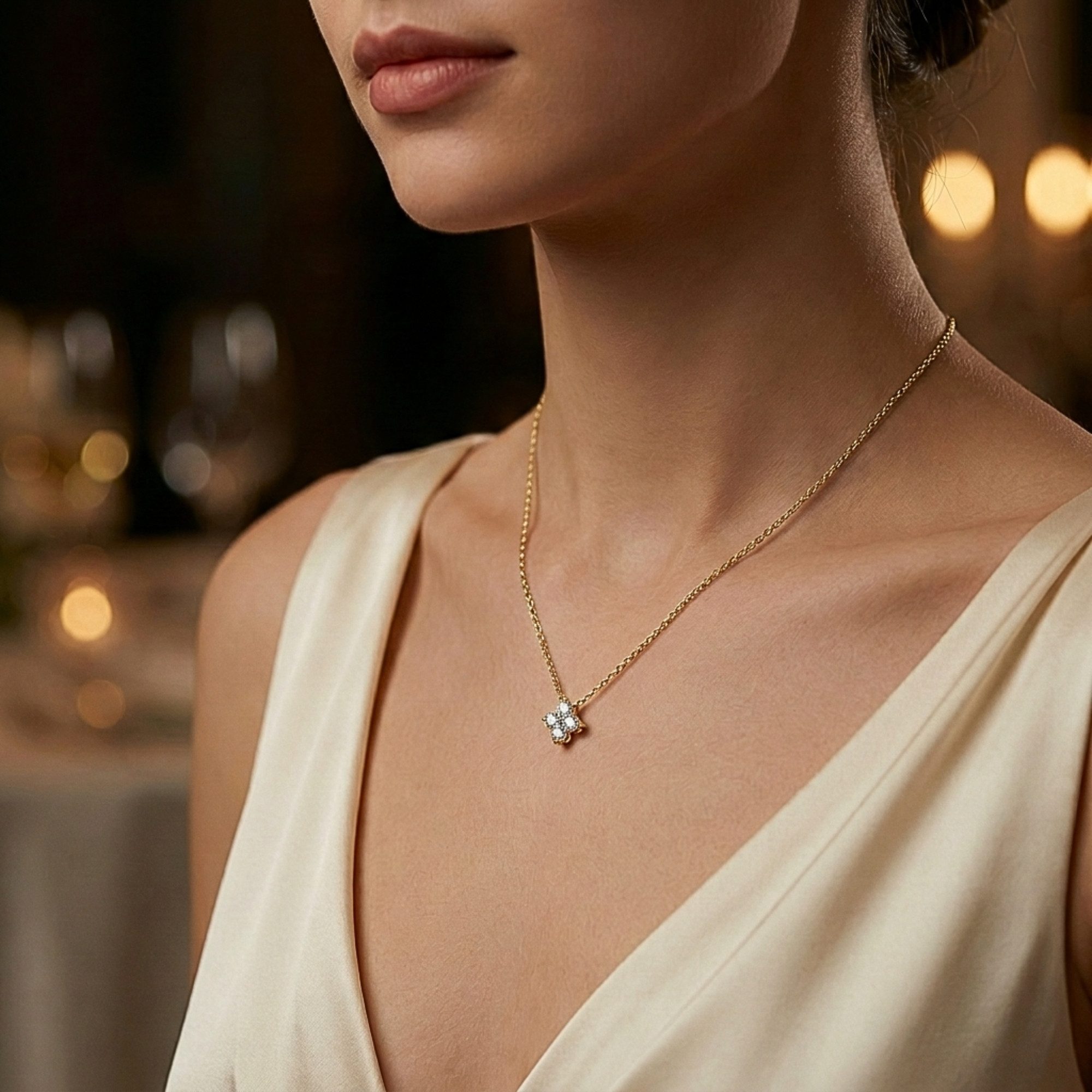 UNIQAL.de Silberkette Damen 925 Silber mit Diamant Moissanit 0,40 Karat - Kleeblatt (Silberkette mit floralem Moissanit Anhänger, 925 Sterling Silber weißgold oder 14K gold veredelt, inkl. Luxuriöse Schmuck Geschenkbox), Moissanit VVS1 Reinheit, GRA-Zertifikat, Halskette Geschenk für Damen