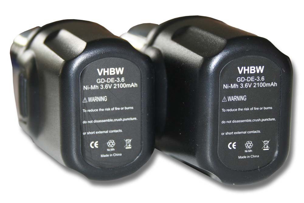 vhbw kompatibel mit Dewalt DC600 Screwdriver Akku NiMH 2100 mAh (3,6 V)