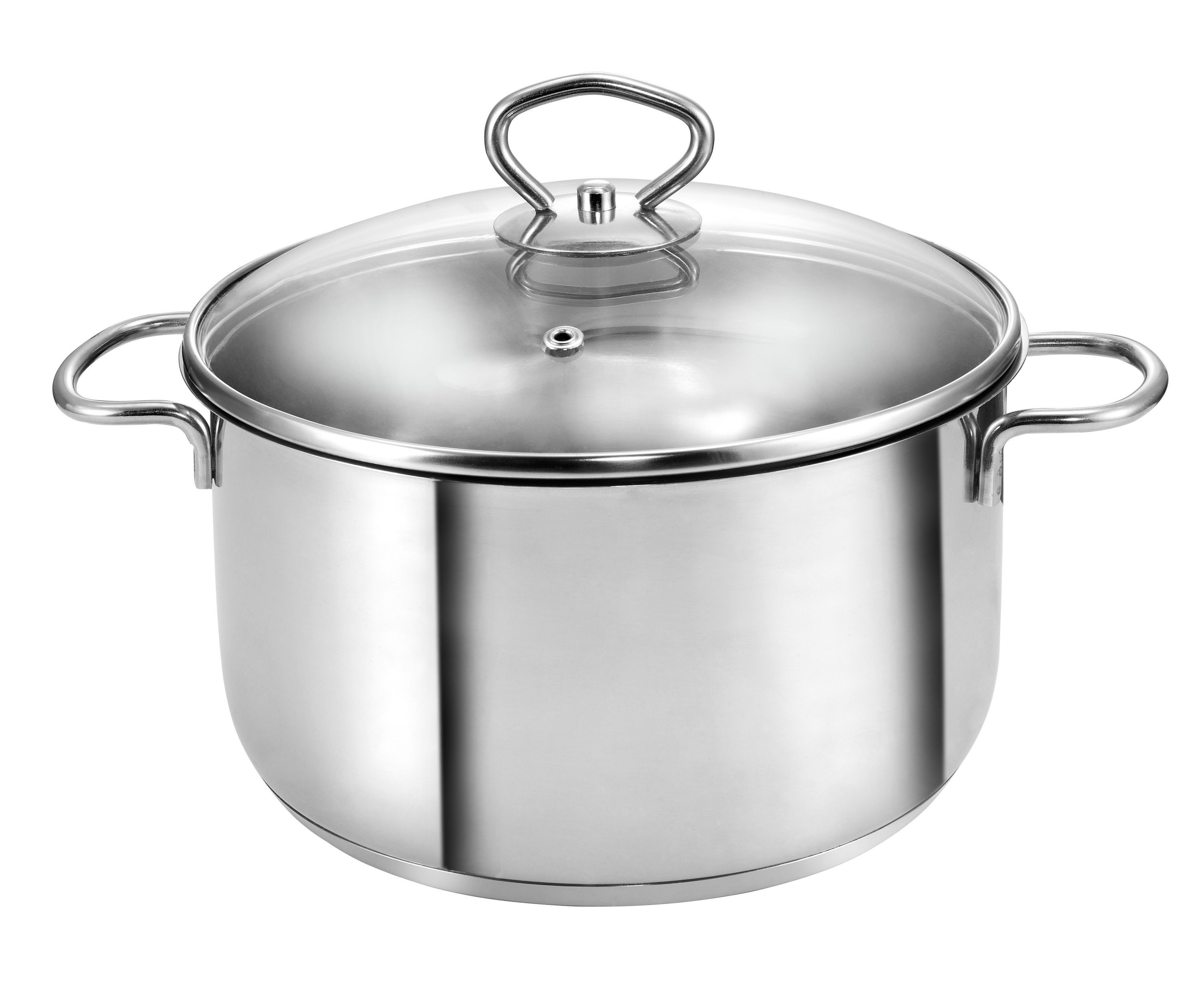 Kopf Fleischtopf Merkur 20 cm, Edelstahl, Höhe 9,5 cm, 2,5 Liter, Kochtopf Induktion, inkl. Glasdeckel