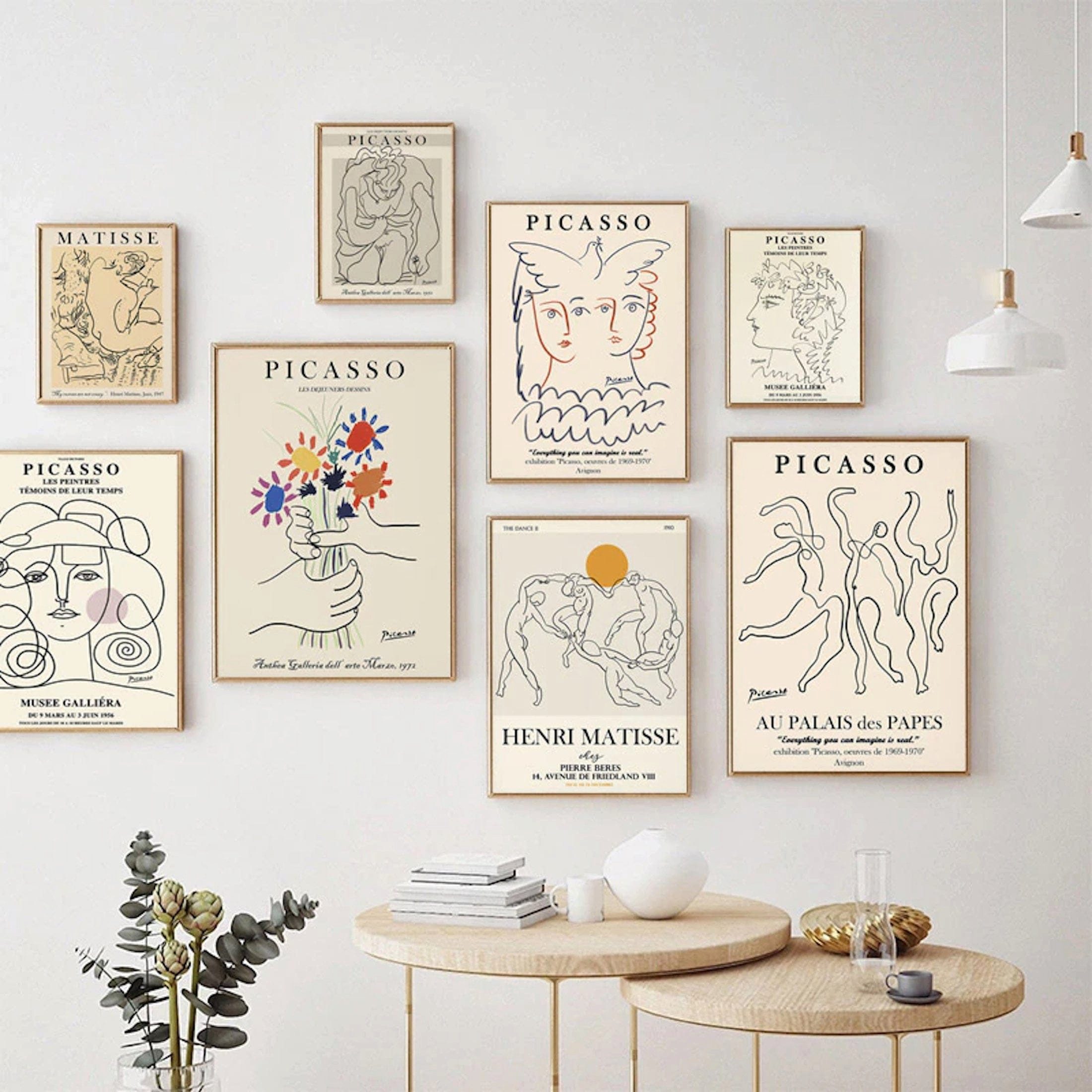 JUSTGOODMOOD Poster Picasso Matisse Museum Abstrakt Retro Porträt Bilder Wohnzimmer Wandbi, F (1 St)