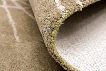 Wollteppich Designer Teppich handgetuftet grün, morgenland, rechteckig, Höhe: 18 mm