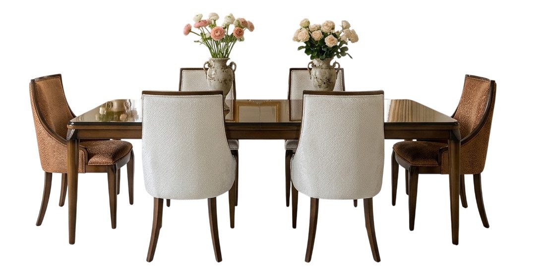 Essgruppe Modernes 7-tlg. Esszimmer-Set mit Tisch und 6 Stühlen