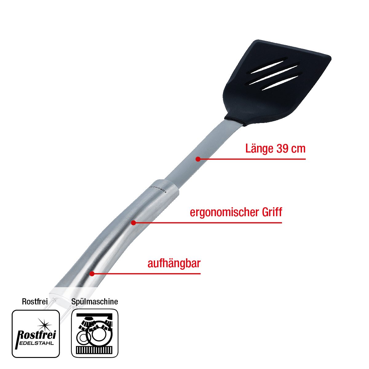 Edelstahl Haushaltshelfer OLIVIA und - Grillwender Pancake Küchenhilfe Silikon Wender, Pfannenwender aus Crepeswender EUROHOME - Bratenwender