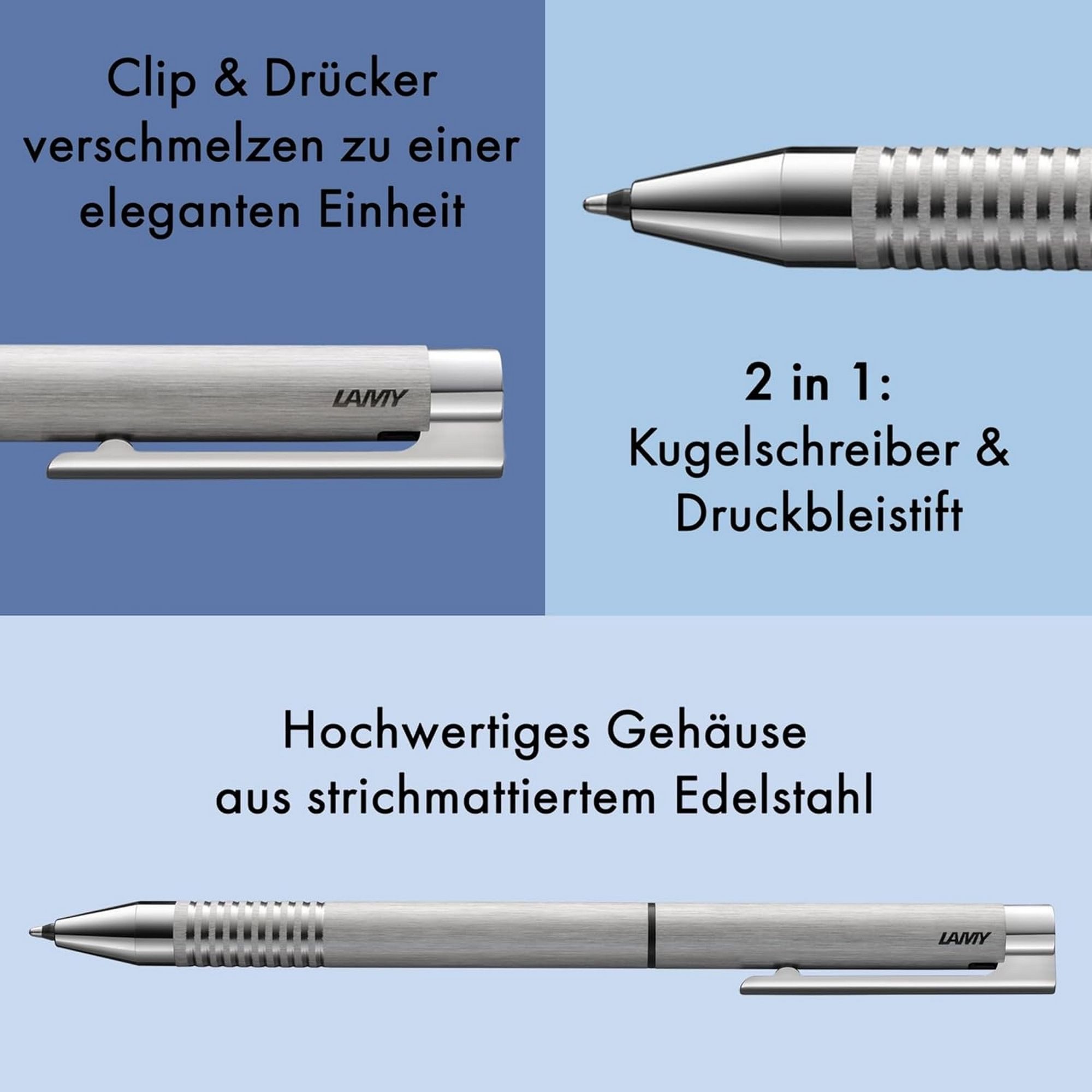 LAMY Kugelschreiber LAMY logo brushed twin pen Druckbleistift und Kugelschreiber Metallgeh – Bild 3 von 5