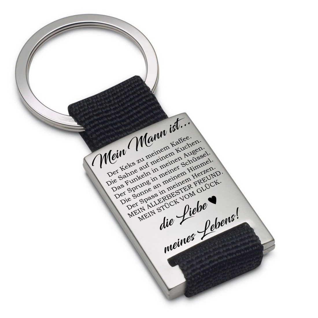 Lieblingsmensch Schlüsselanhänger Mein Mann - ein tolles Geschenk &Glücksbringer (Schlüsselanhänger mit Gravur, inklusive Schlüsselring), Robuste und filigrane Lasergravur