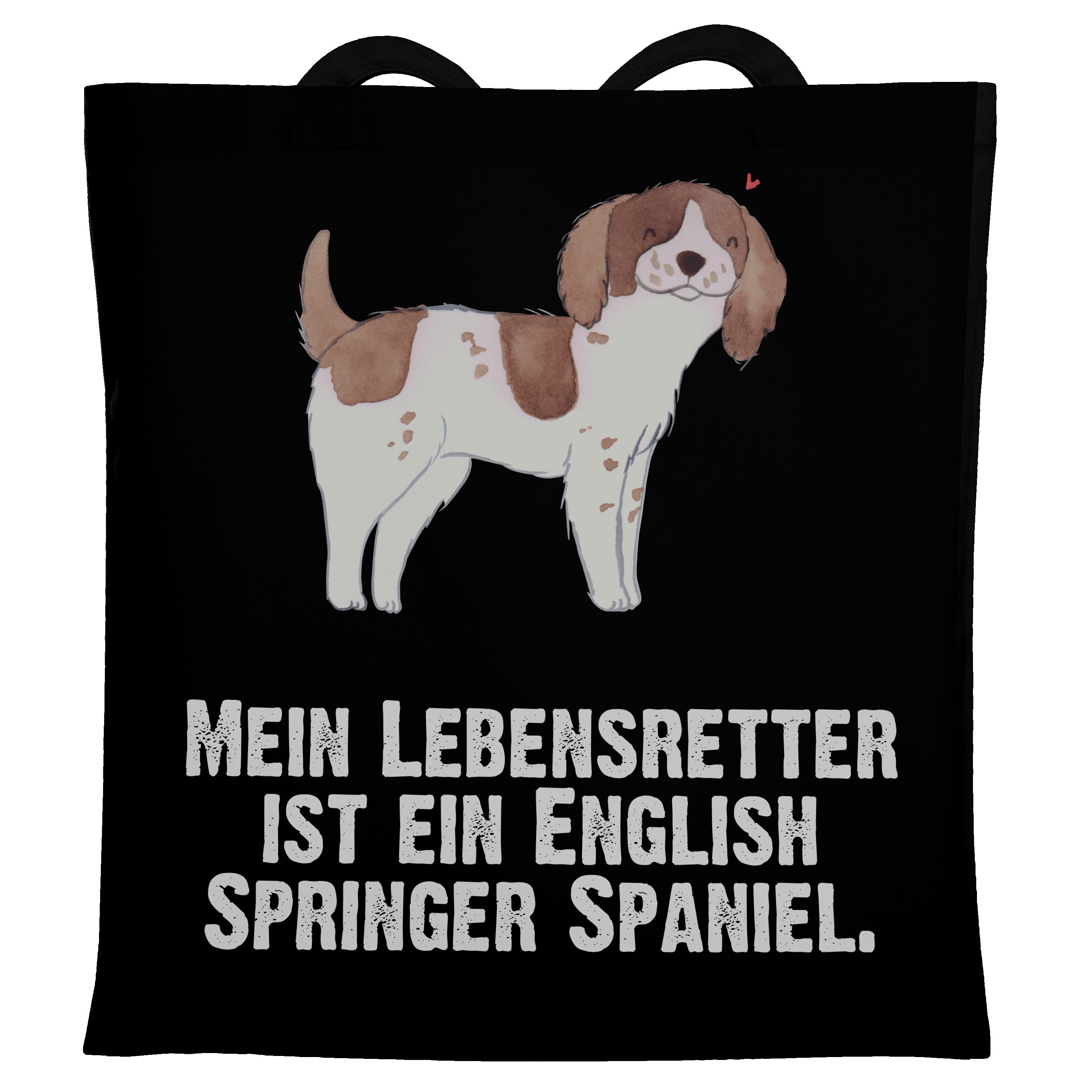 Tragetasche Panda - Springer Spaniel - (1-tlg) Mrs. & Mr. English Lebensretter Schwarz Geschenk, Tierfreun
