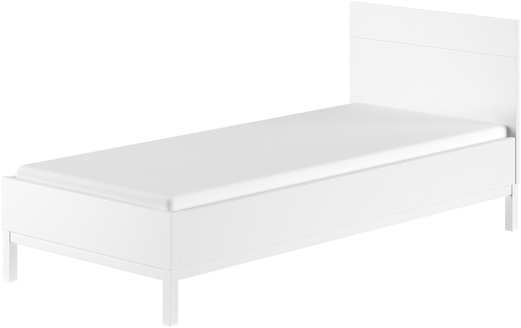 Vipack Einzelbett in gradlinigem Design, glattem Kopfteil und pflegeleichter Oberfläche, 90x200, komfortable Liegehöhe, vielseitig, weiß lackiert