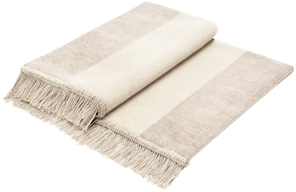 Biederlack Sofaschoner Cotton Cover Salt & Pepper, 100 x 200 cm (Breite x Länge) mit Fransen