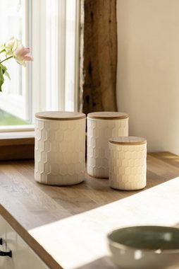 WENKO Vorratsdose Maya, Keramik, (1-tlg), FSC, Vorratsdose aus Keramik mit Bambus-Deckel