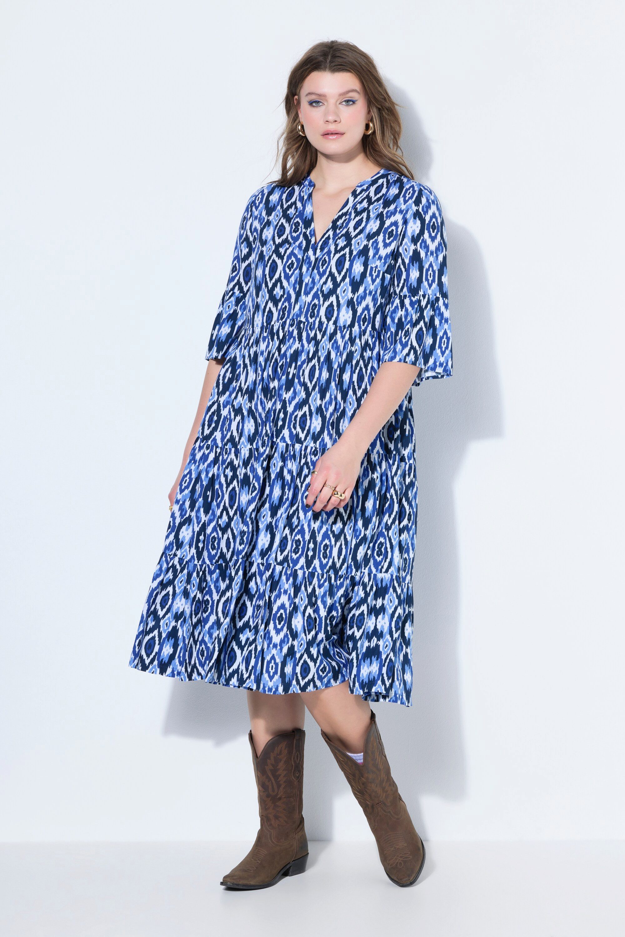 Midikleid Midikleid A-Line Rhomben Volants
