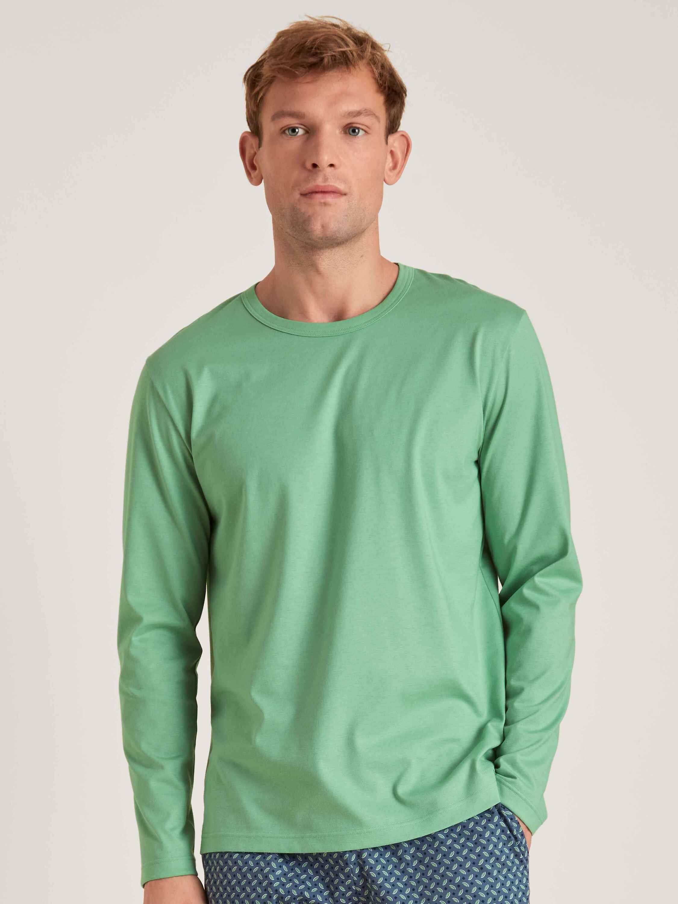 CALIDA Pyjamaoberteil Langarm-Shirt (1-tlg) ming green | Schlafshirts