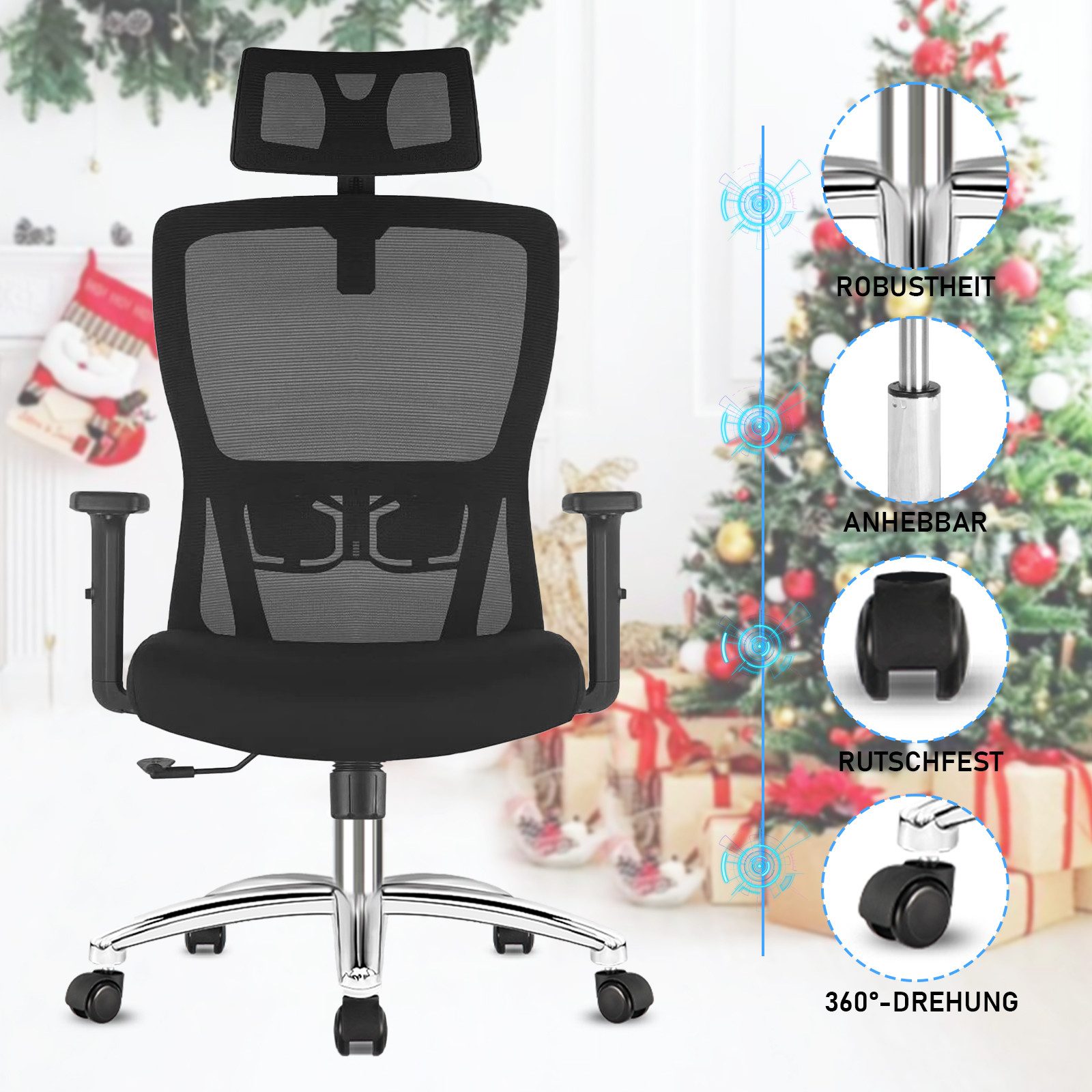 Durrafy Bürostuhl ergonomisch, Mesh Schreibtischstuhl mit günstig online kaufen