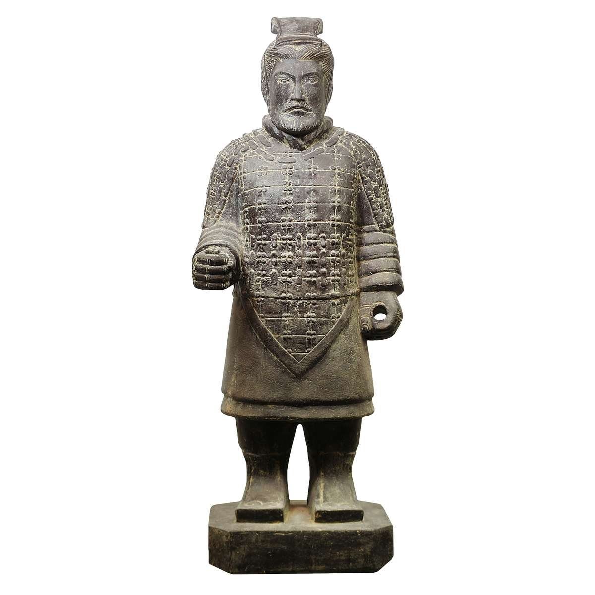 Dekofigur Samurai Krieger aus Stein Gartenfigur stehend 100 cm