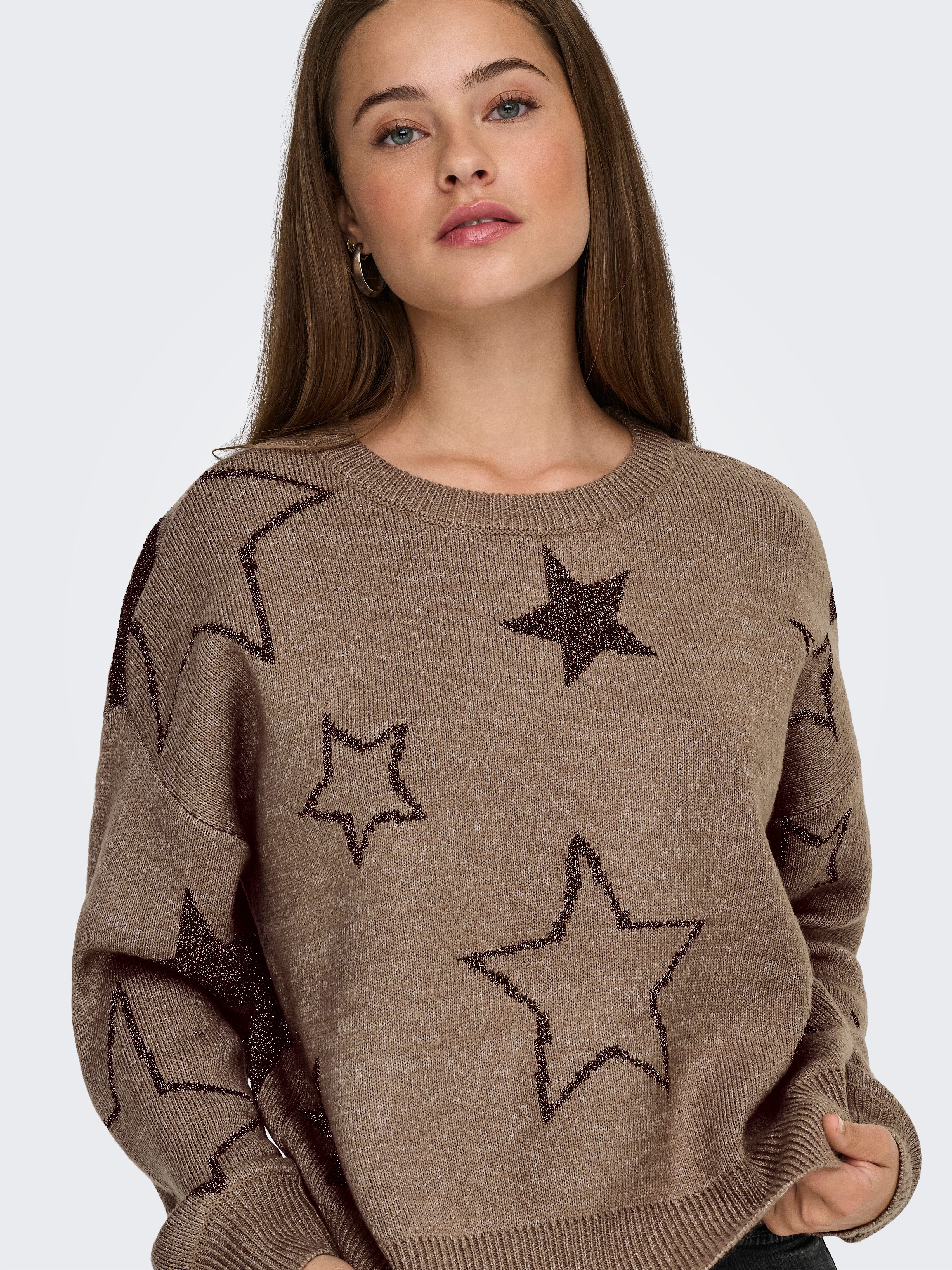 ONLY Rundhalspullover ONLROSIE LS O-NECK GLITTER KNT