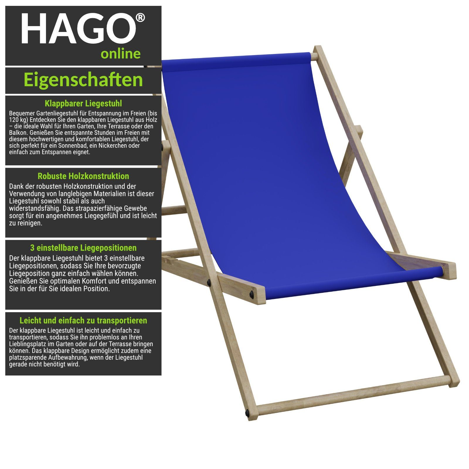 HAGO Gartenliege 2er Set Liegestuhl Doppelpack günstig online kaufen