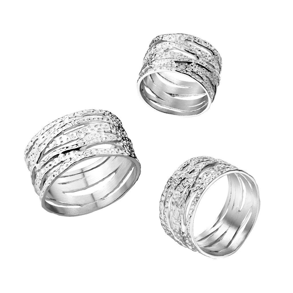 BUNGSA Fingerring 57 (18.1) Ring gekreuzt und gehämmert silber aus Edelstahl Damen (Ring, 1-tlg), Damen – Bild 2 von 2