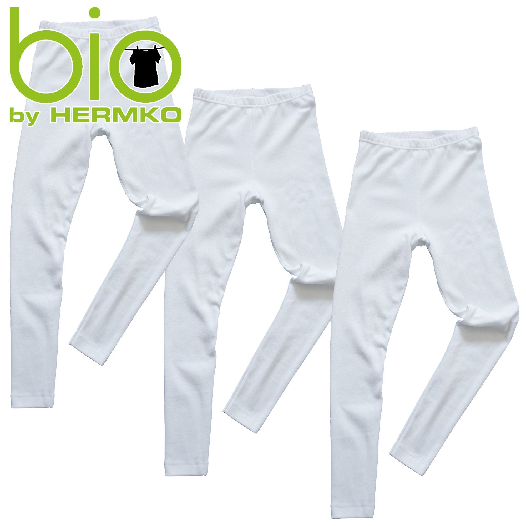 HERMKO Leggings 2720 (Pack, 3er) Kinder Legging, 100 % Bio-Baumwolle, Gummibund, Jungen, Mädchen