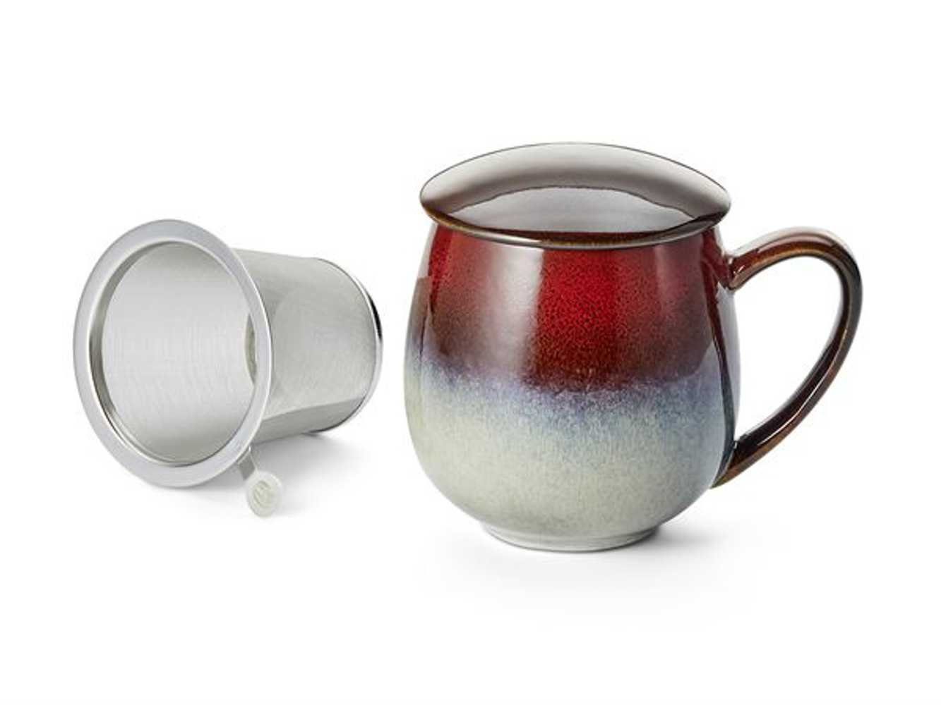 ChaCult Tasse Saara rot mit Deckel und Edelstahlfilter 0,35 L, 1-tlg., 3 tlg.