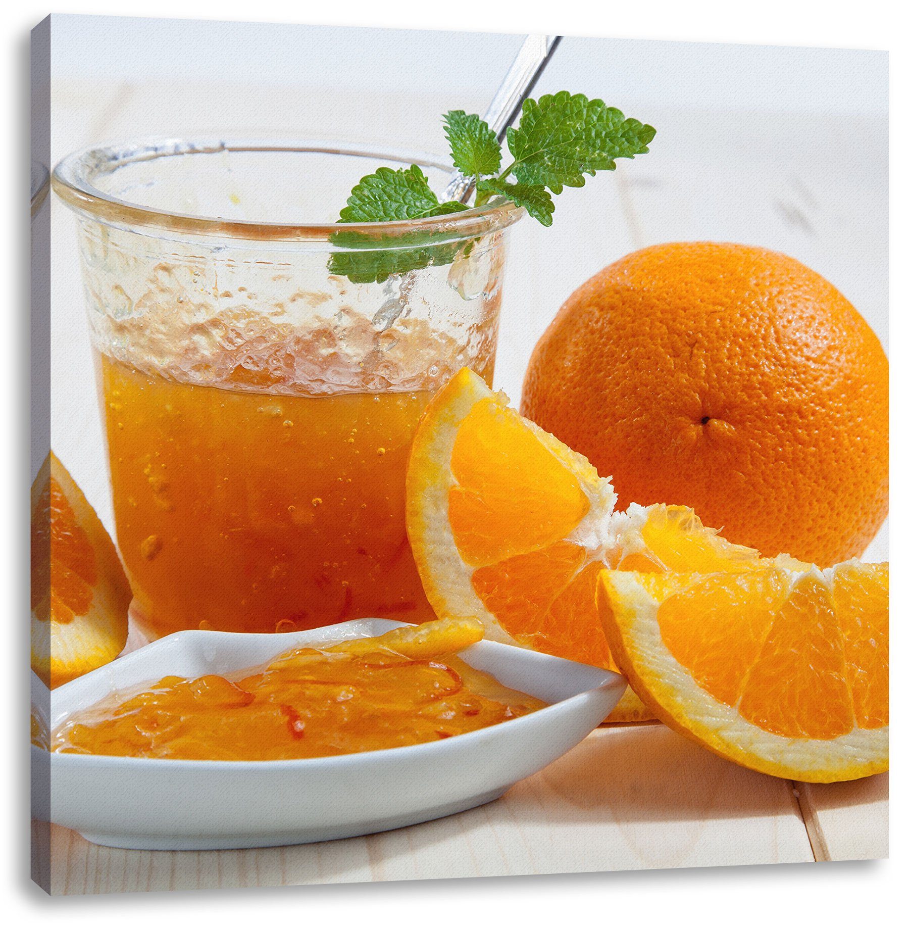 Pixxprint Leinwandbild Frische Orangenmarmelade, Frische Orangenmarmelade (1 St), Leinwandbild fertig bespannt, inkl. Zackenaufhänger