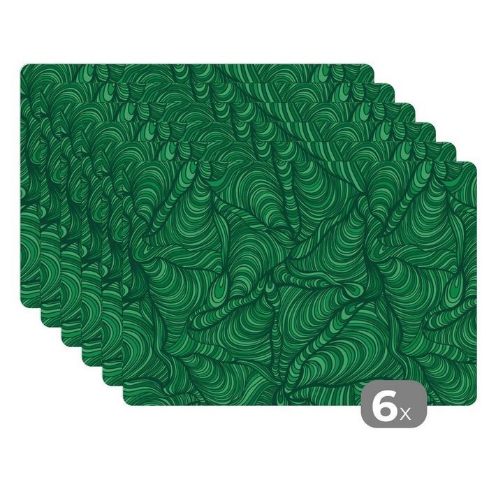 Platzset Grün - Muster - Sommer MuchoWow (6-St) Platzset Platzdecken Platzmatte Tischmatten Schmutzabweisend