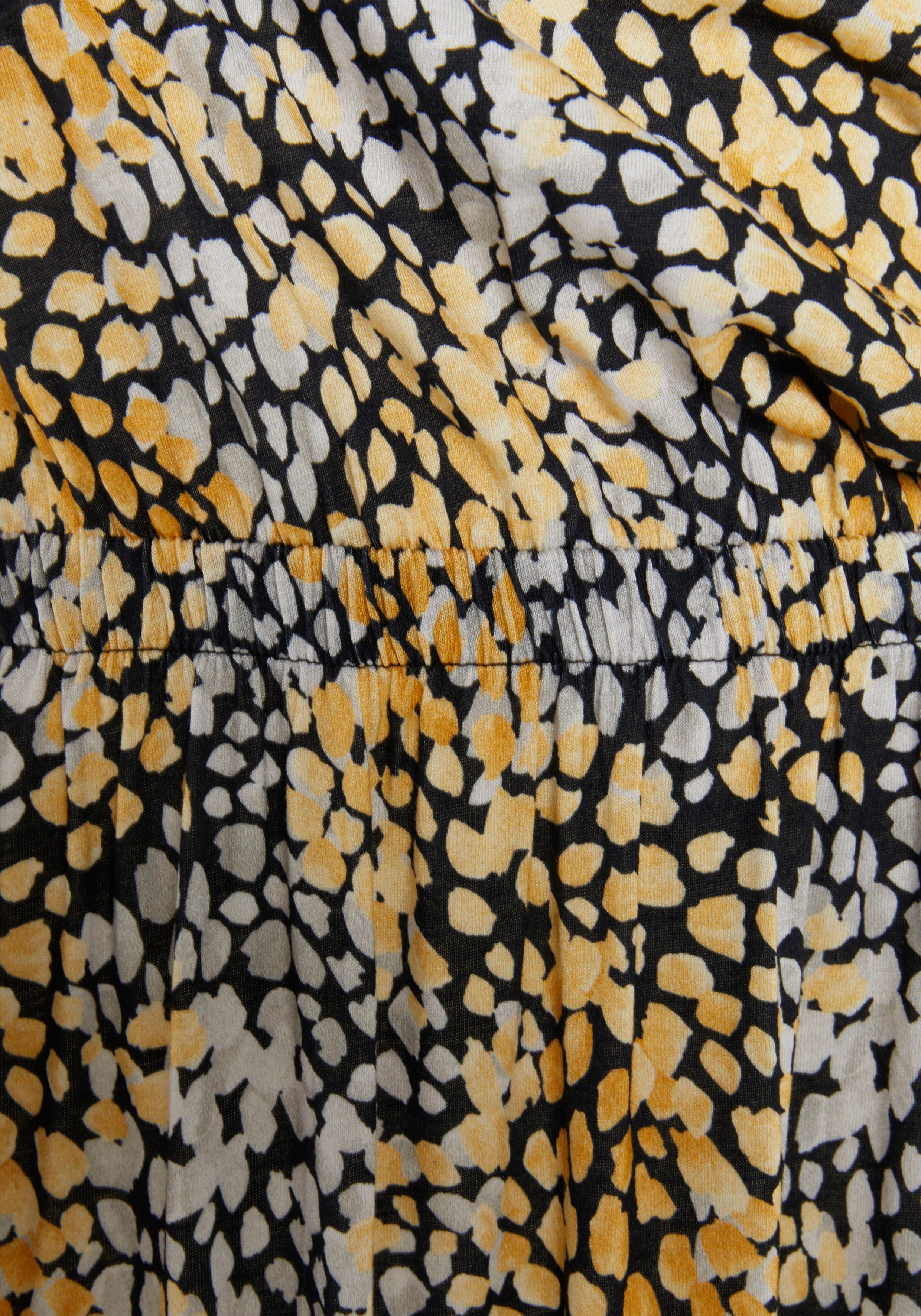 Tupfenprint Maxikleid bedruckt schwarz-gelb s.Oliver mit