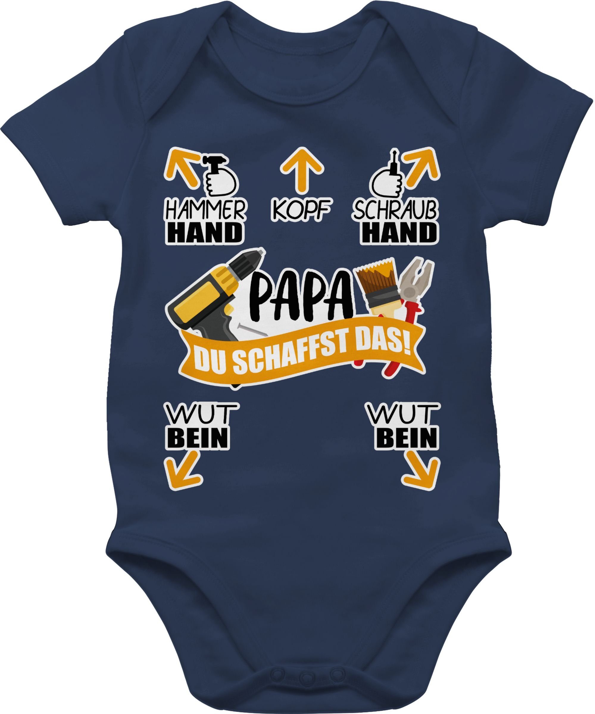 Shirtracer Shirtbody Papa - Du schaffst das! - Werkzeug Geschenk Vatertag Baby 2 Navy Blau