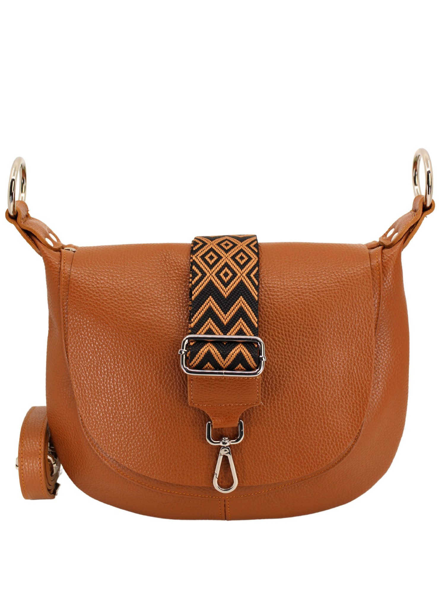 Schultertasche Kayla Ledertasche Made in Italy mit 2 Riemen