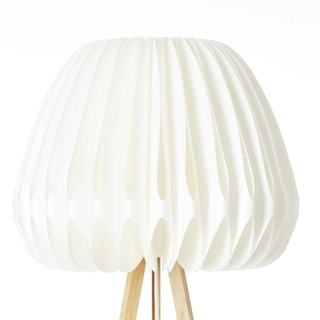 Stehlampe Bambus/Kunststoff dreibeinig Brilliant Inna, Lampe, hell/weiß, Inna holz Standleuchte,