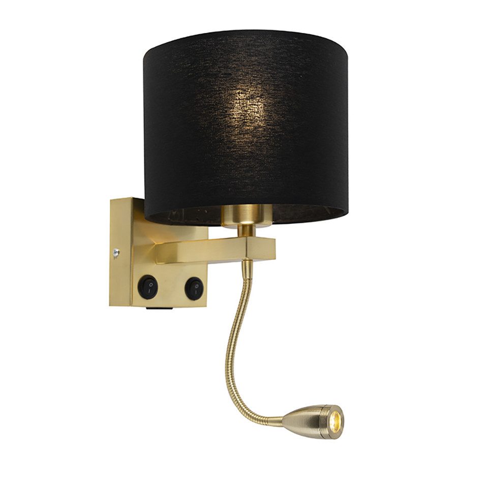 Qazqa LED Leselampe Brescia combi, Dimmbar, LED wechselbar, Extra-Warmweiß, QAZQA Lese­leuchte, e27, Schwarz, Stahl, Modern