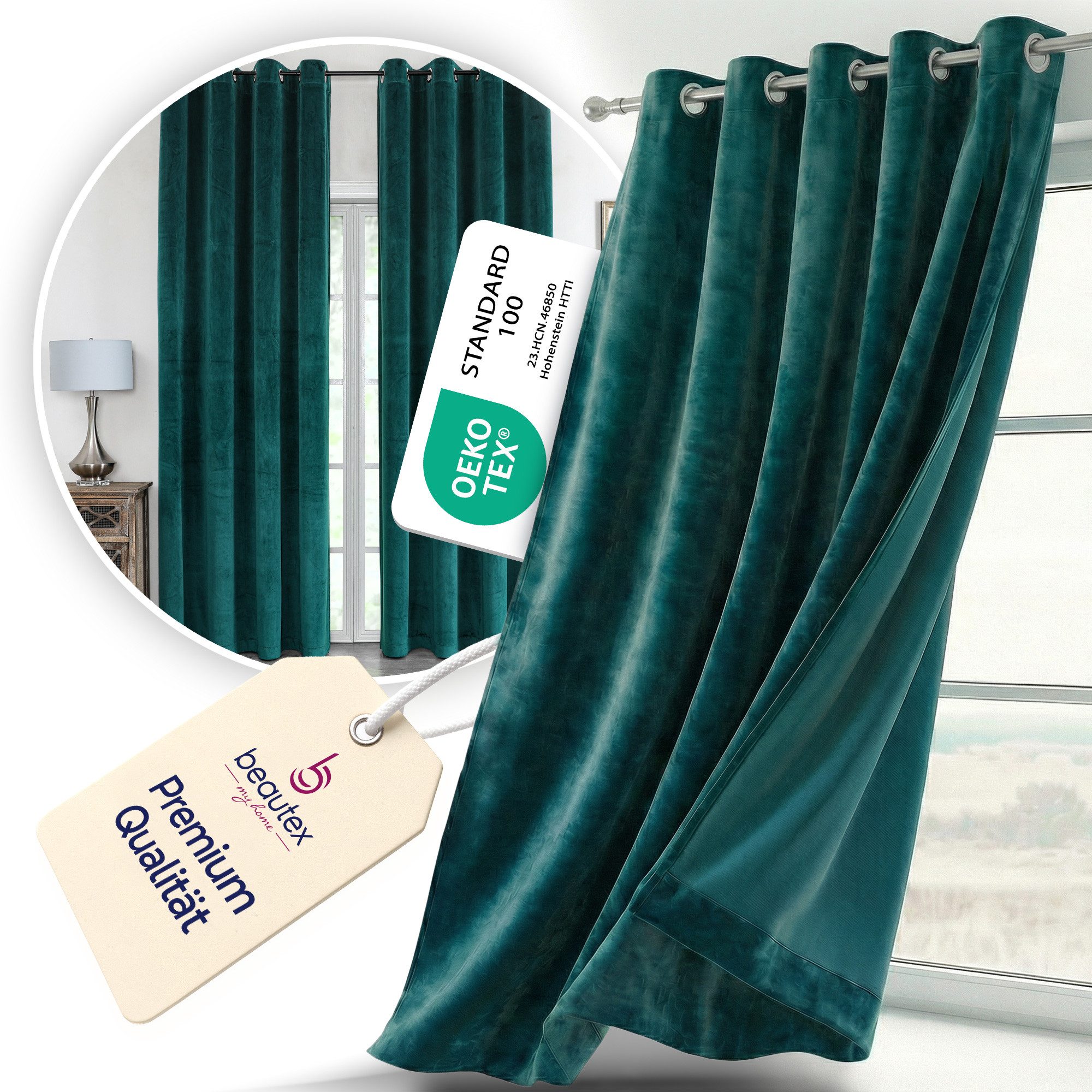 Beautex Verdunkelungsvorhang Samt Vorhang Ösen Gardine Velvet blickdicht abdunkelnd (1 St), Ösen, abdunkelnd