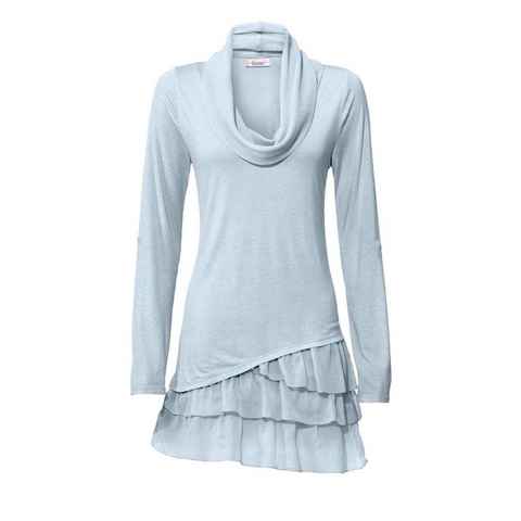 heine Wasserfallshirt LINEA TESINI Damen Designer-Shirt 2-in-1, hellblau
